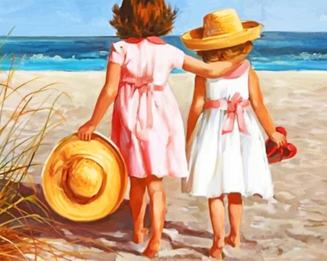 Sisters On The Beach Painting By Numberss.png