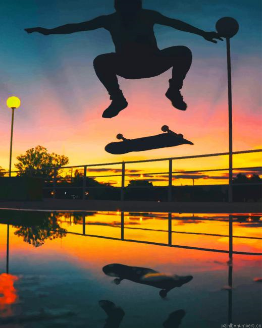 Skateboard Silhouette New Painting By Numberss.png
