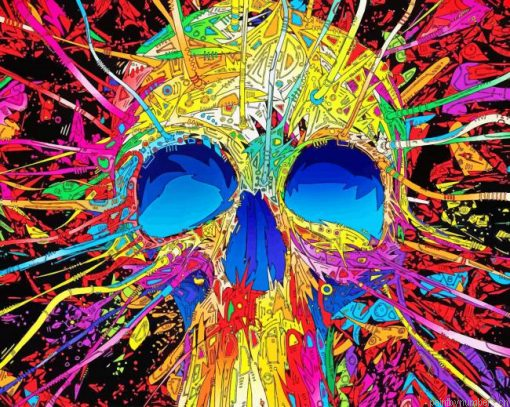 Skull Colorful Art Painting By Numberss.png