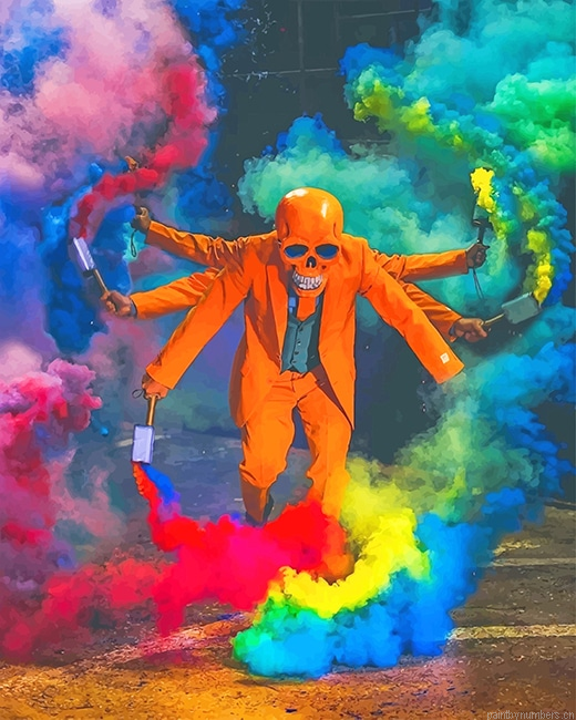 Skull Colorful Smokes Painting By Numbers.png
