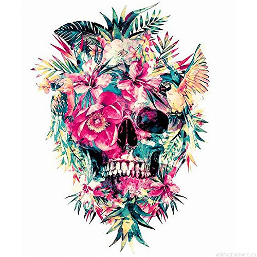 Skull With Flowers Painting By Numbers.png