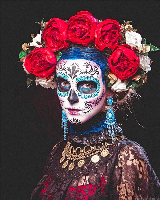 Skull Woman With Flowers Crown Painting By Numbers.png