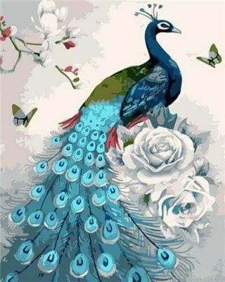 Sky Blue Peacock Birds Painting By Numbers.png
