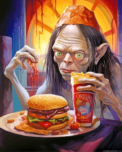 Smeagol Eating Painting By Numberss.png