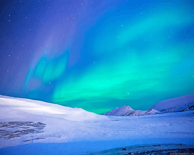 Snow Colorful Sky Aurora Painting By Numbers.png