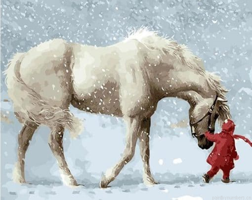 Snow Horse Animals Painting By Numberss.png