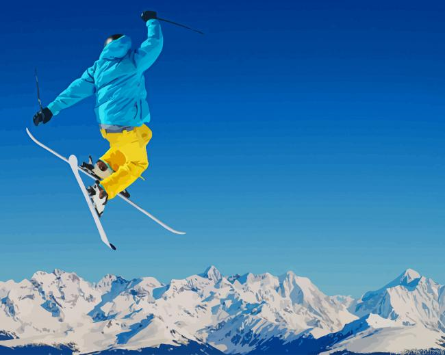 Snow Skiing Jump Painting By Numbers.png