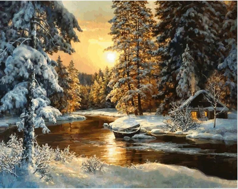 Snowfall Forest Landscapes Painting By Numbers.png