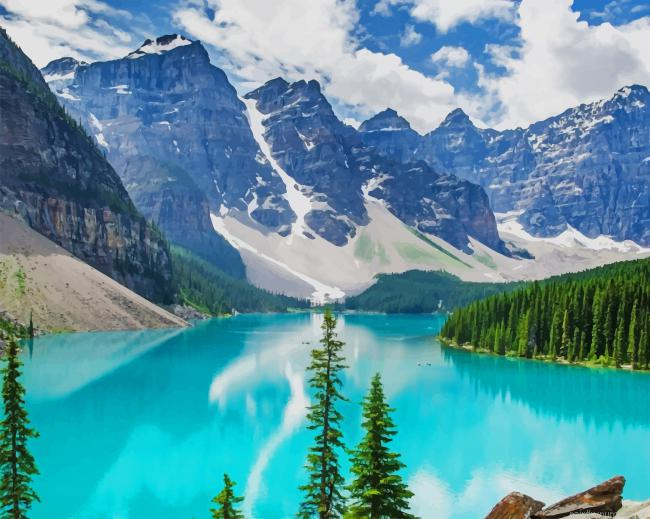 Snowy Banff National Park Canada Nature Painting By Numberss.png