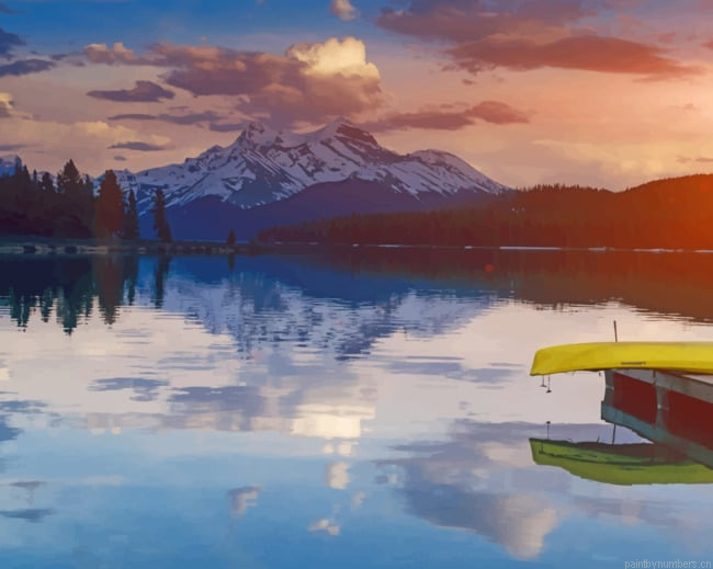 Snowy Mountain And Trees Landscapes Painting By Numberss.png