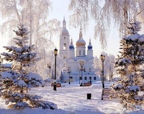 Snowy Palace Landscapes Painting By Numberss.png