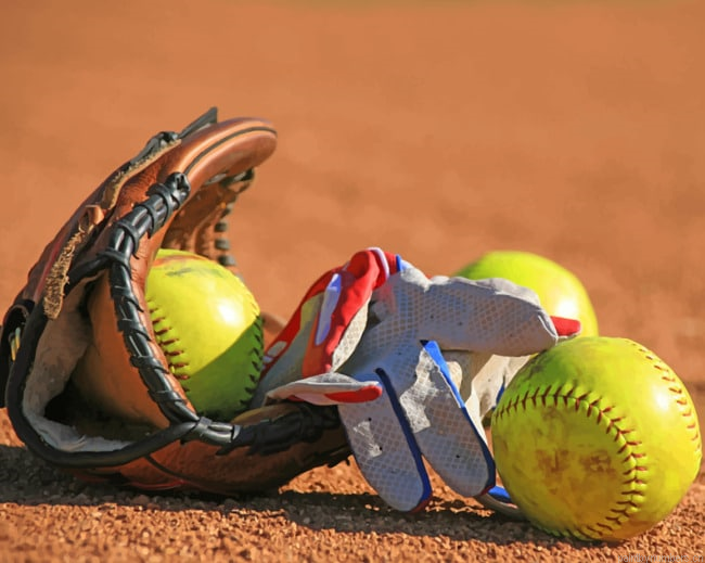 Softball And Gloves Painting By Numberss.png