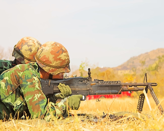 Soldiers Holding Rifle Military Painting By Numberss.png