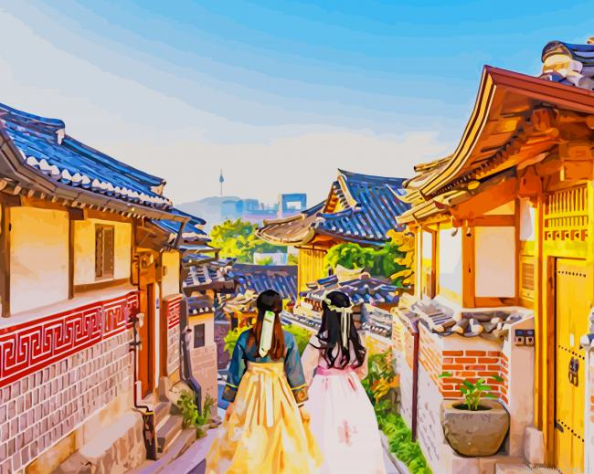South Korea Bukchon Hanok Village Painting By Numberss.png