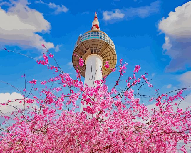 South Korea Seoul Tower Painting By Numberss.png