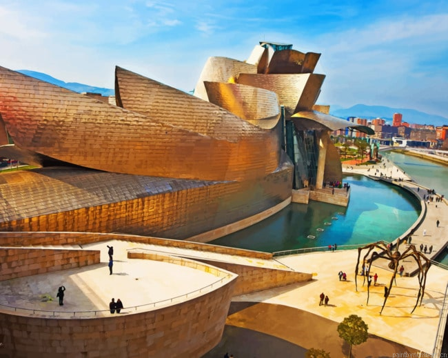 Spanish Art Museum In Bilbao Buildings Painting By Numberss.png