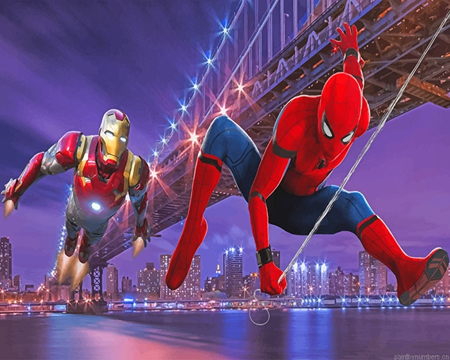Spider Man And Iron Man Heroes Painting By Numbers.png