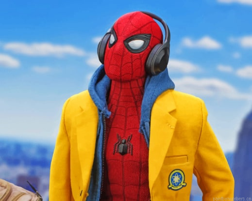Spiderman With Headphones Painting By Numberss.png