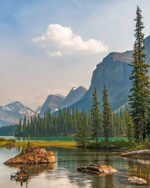 Spirit Island In Maligne Lake Landscapes Painting By Numberss.png