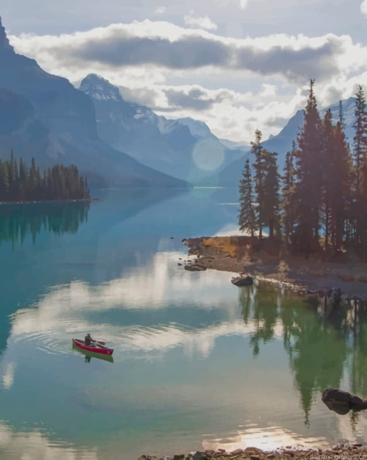 Spirit Island Maligne Lake Canada Landscapes Painting By Numberss.png