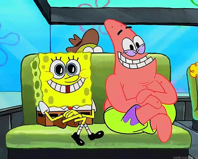 Spongebob Squarepants And His Friend Cartoons Painting By Numbers.png