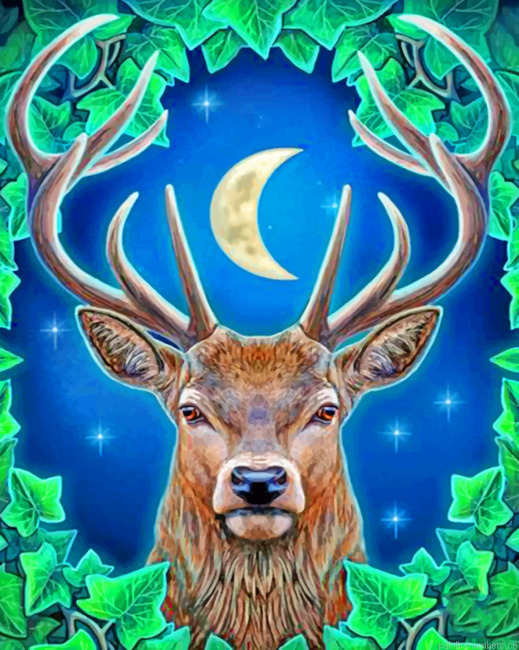 Stag Animal Painting By Numberss.png