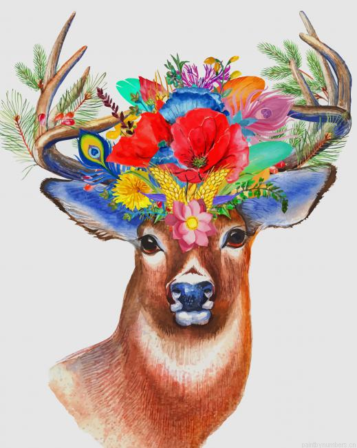 Stag Flowers Painting By Numbers.png