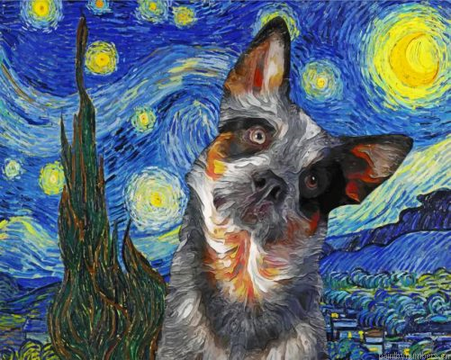 Starry Night Cattle Dog Painting By Numbers.png