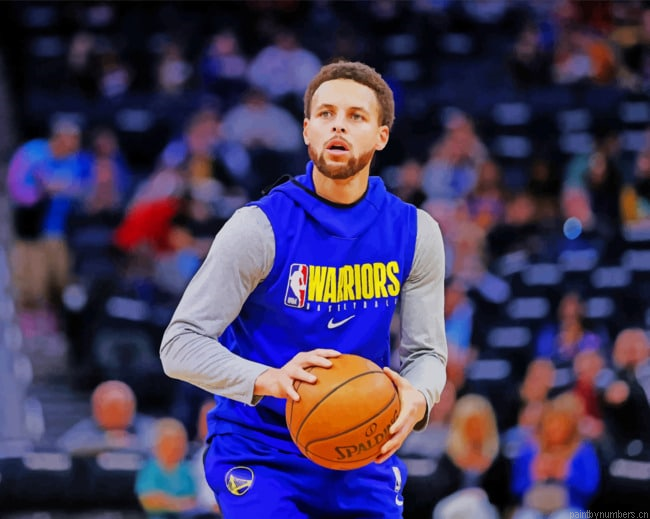 Stephen Curry Holding The Ball Basketball Painting By Numberss.png
