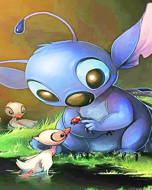 Stitch And His Two Ducks Cartoons Painting By Numbers.png
