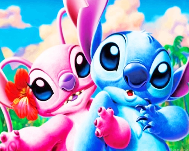 Stitch And His Wifey Cartoons Painting By Numbers.png