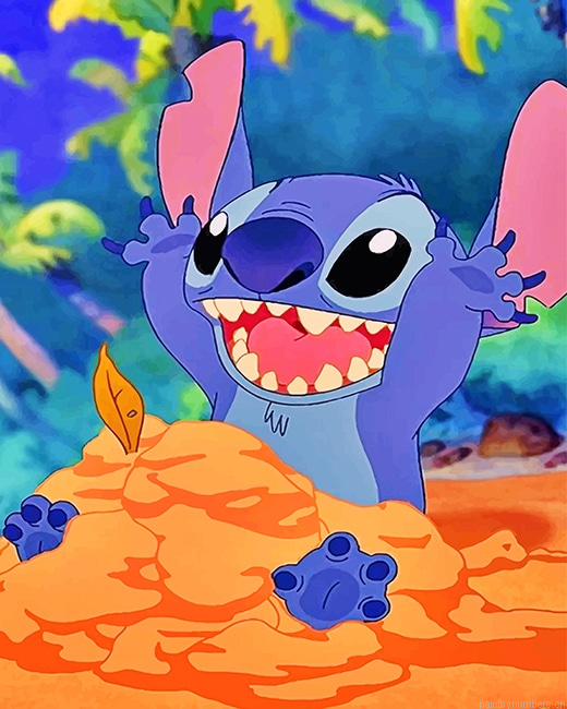 Stitch Enjoying His Time Alone Cartoons Painting By Numberss.png