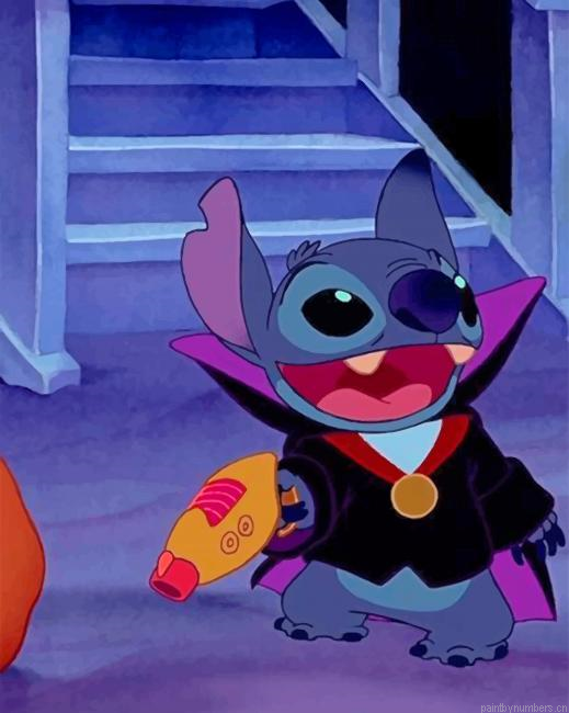 Stitch Halloween Cartoons Painting By Numberss.png