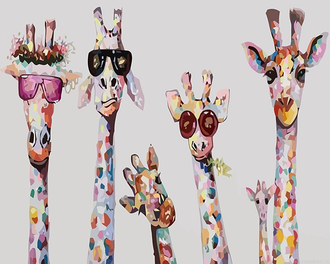 Stylish Giraffes Animals Painting By Numberss.png