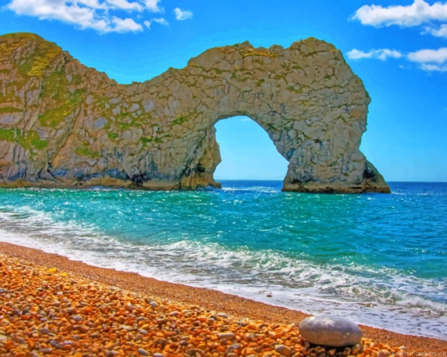 Summer Beach With Durdle Door Seascapes Painting By Numberss.png