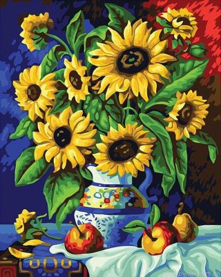 Sunflower On Vase Painting By Numberss.png