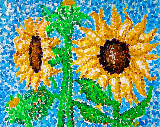 Sunflowers Pointillism Painting By Numberss.png