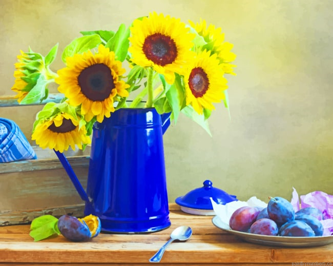 Sunflowers Pot Painting By Numberss.png