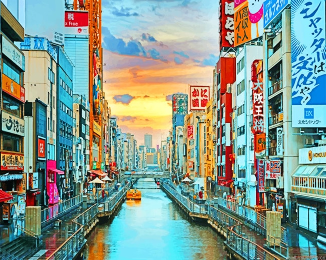 Sunrise In Osaka Cities Painting By Numberss.png