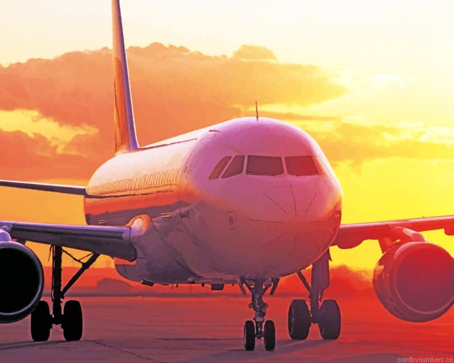 Sunset Airplane Flights Painting By Numberss.png
