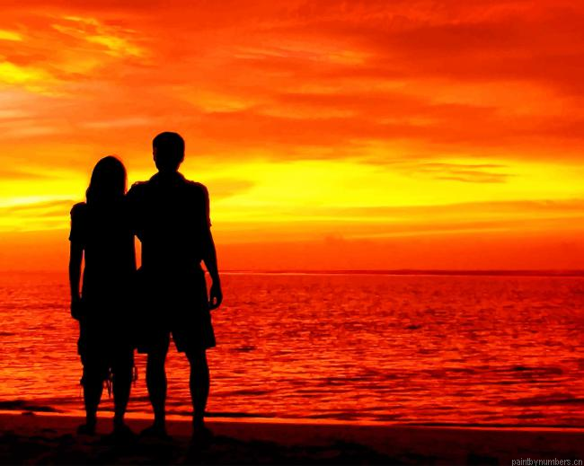 Sunset Beach Couple Love Painting By Numberss.png