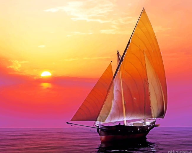 Sunset Boat Painting By Numberss.png