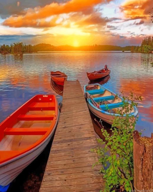 Sunset Boats Landscapes Painting By Numberss.png