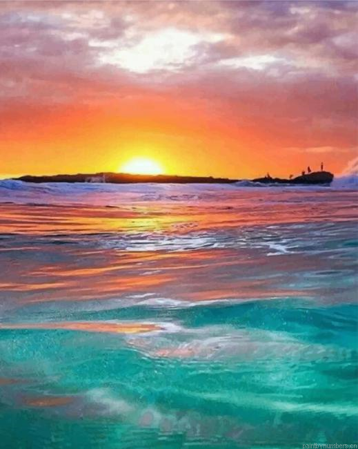 Sunset In The Ocean Seascapes Painting By Numberss.png