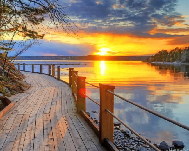 Sunset Ocean Beautiful Scenery Landscapes Painting By Numberss.png