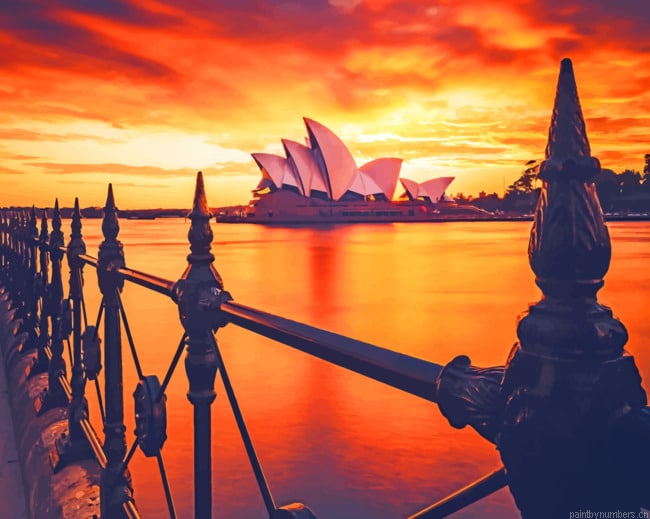Sunset Over Opera House Australia Painting By Numbers.png
