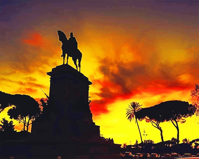 Sunset Rome Silhouette Painting By Numberss.png