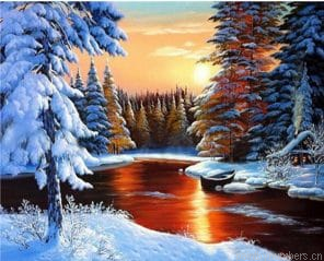 Sunset Snow Landscape Painting By Numbers.png