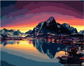 Sunset On Mountain Lake Painting By Numbers.png