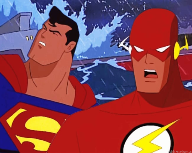 Superman And The Flash Cartoons Painting By Numberss.png
